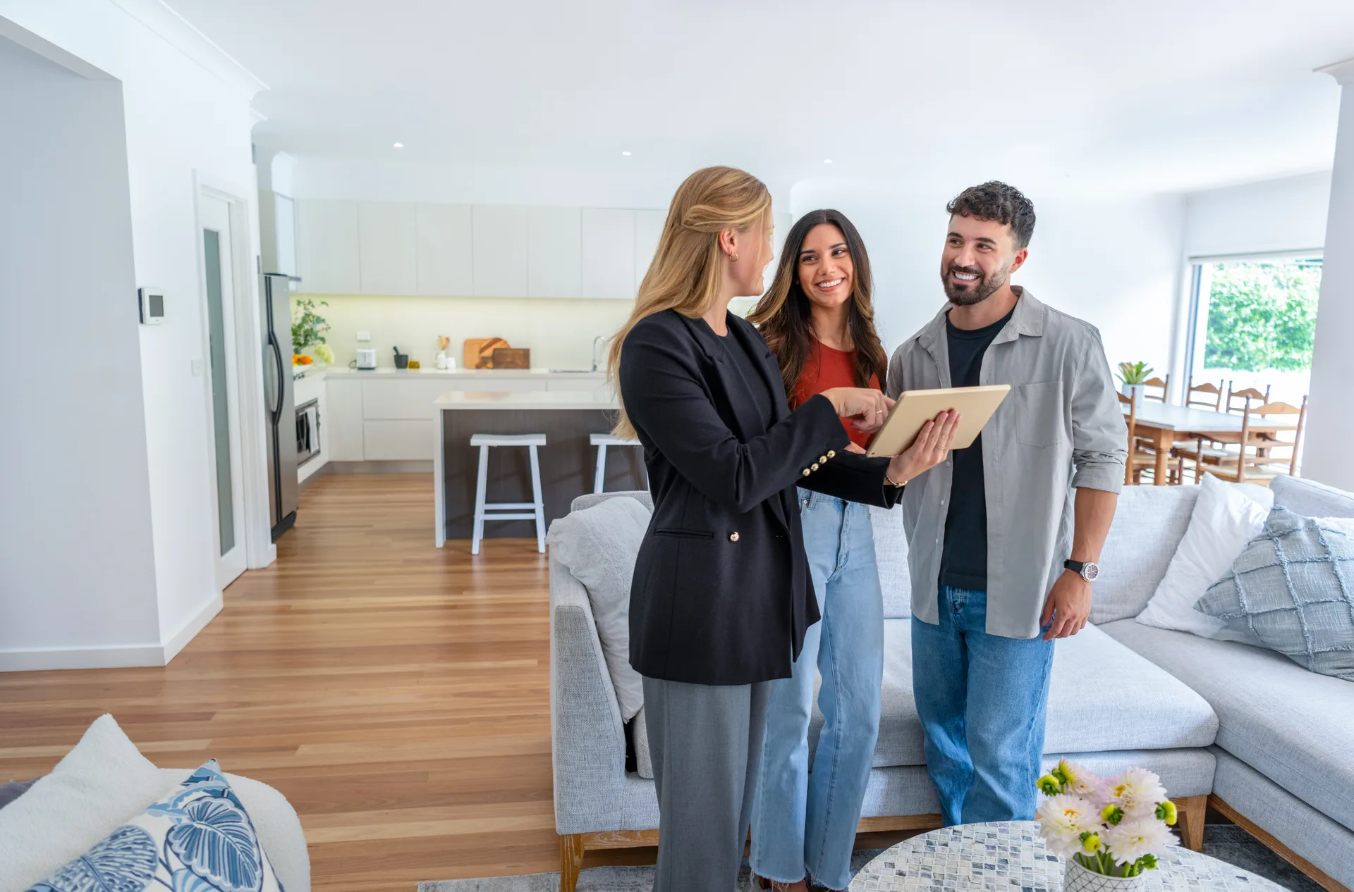 An agent showing a home to clients