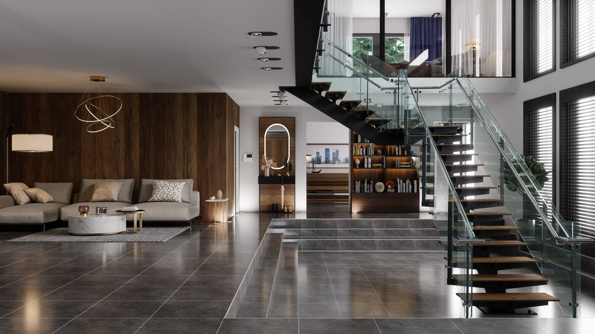 A custom staircase in a luxury interior — bespoke design is real craft at a real price, and worth pricing honestly