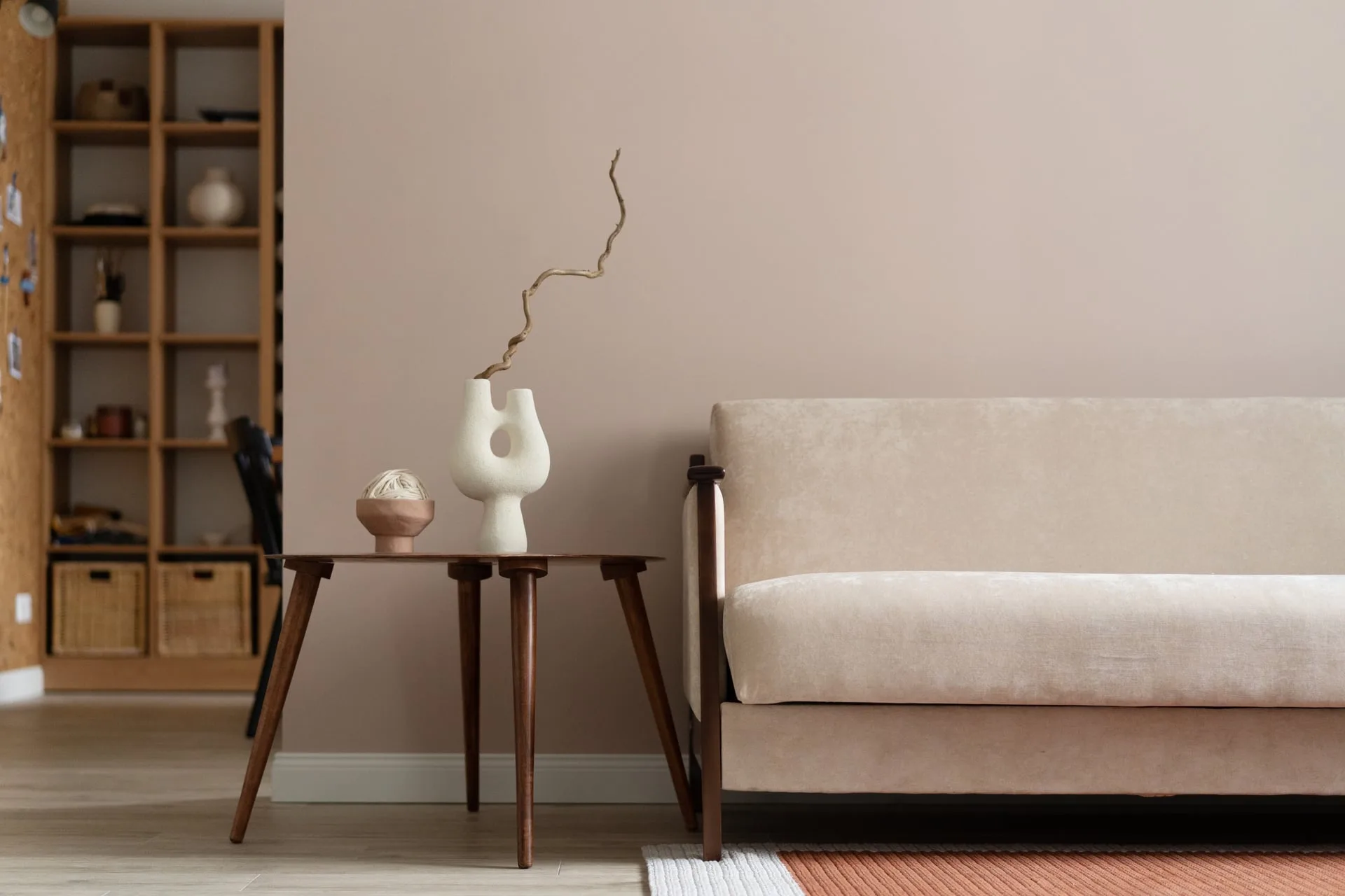 A professionally staged living room of the kind featured in listing photography