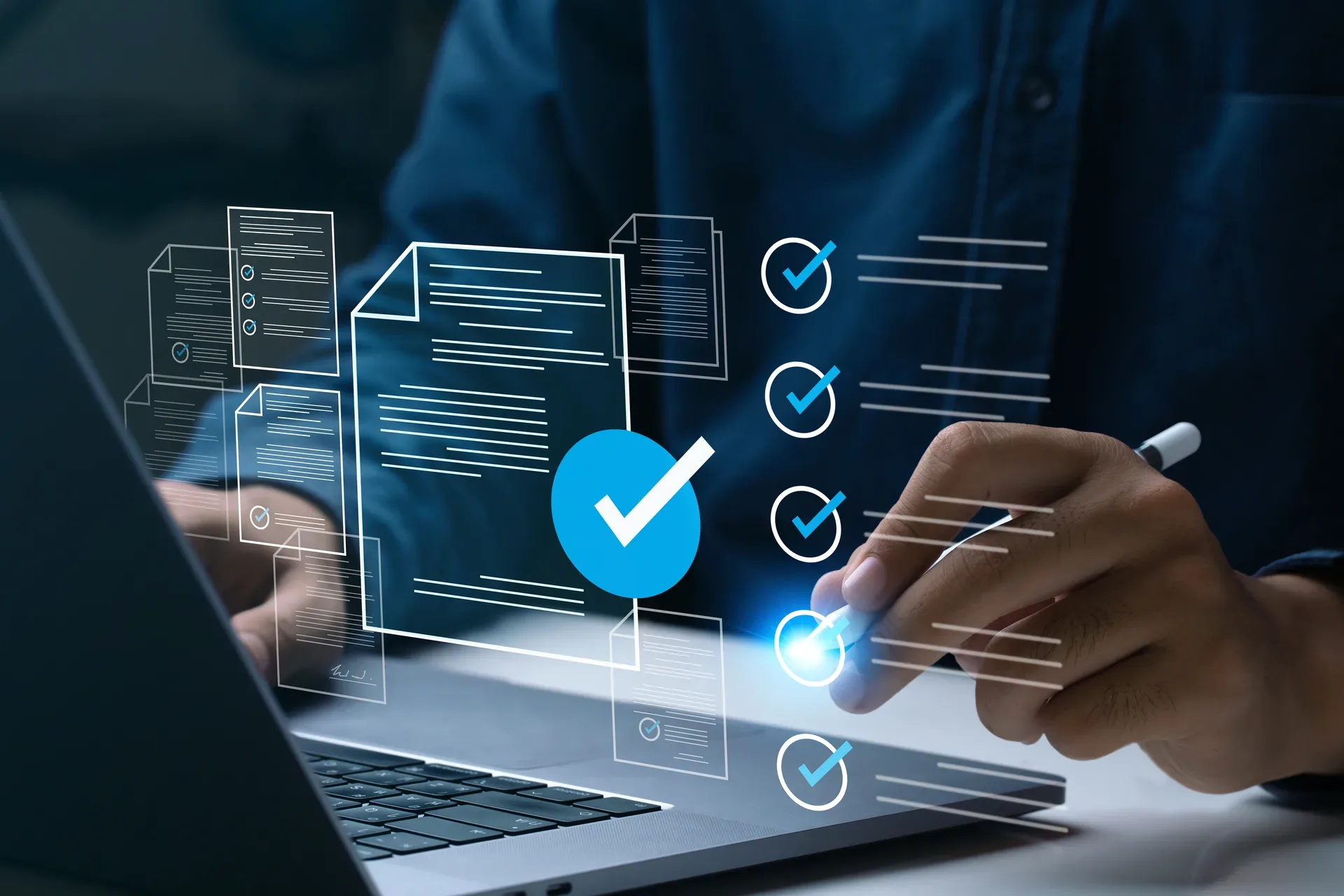 Agent working through a pricing checklist on a laptop while comparing Canadian website providers