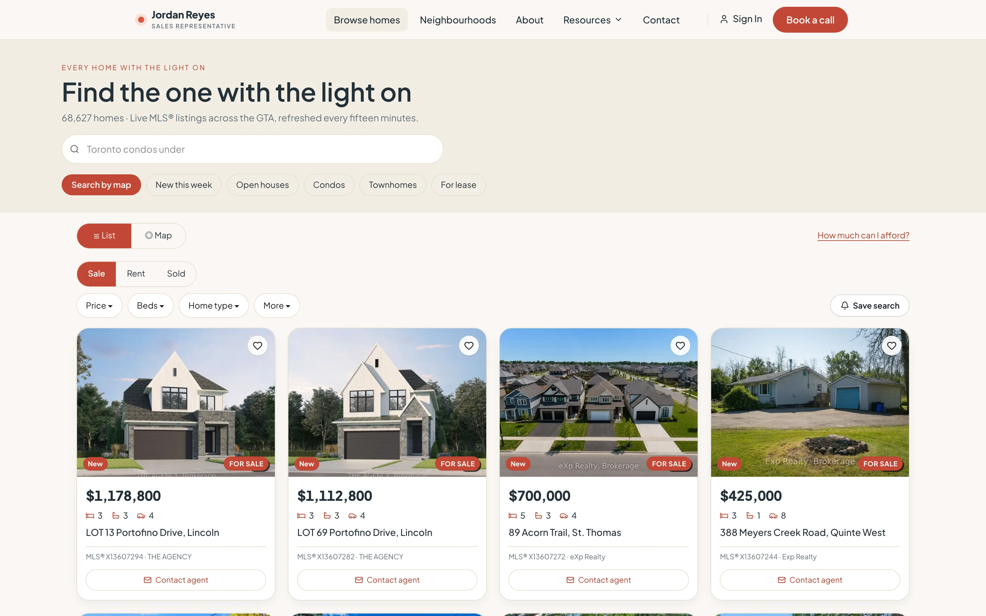 Live MLS map search on a BrokerFold site