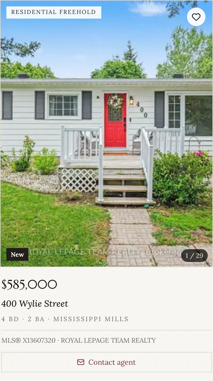 The same live listing as rendered by the Maison template