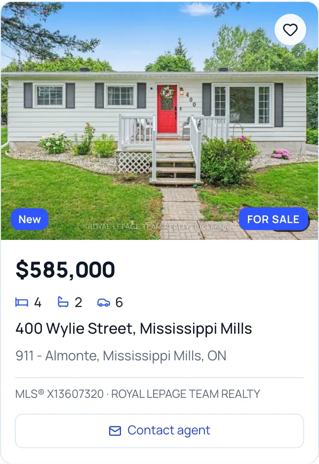 The same live listing as rendered by the Meridian template