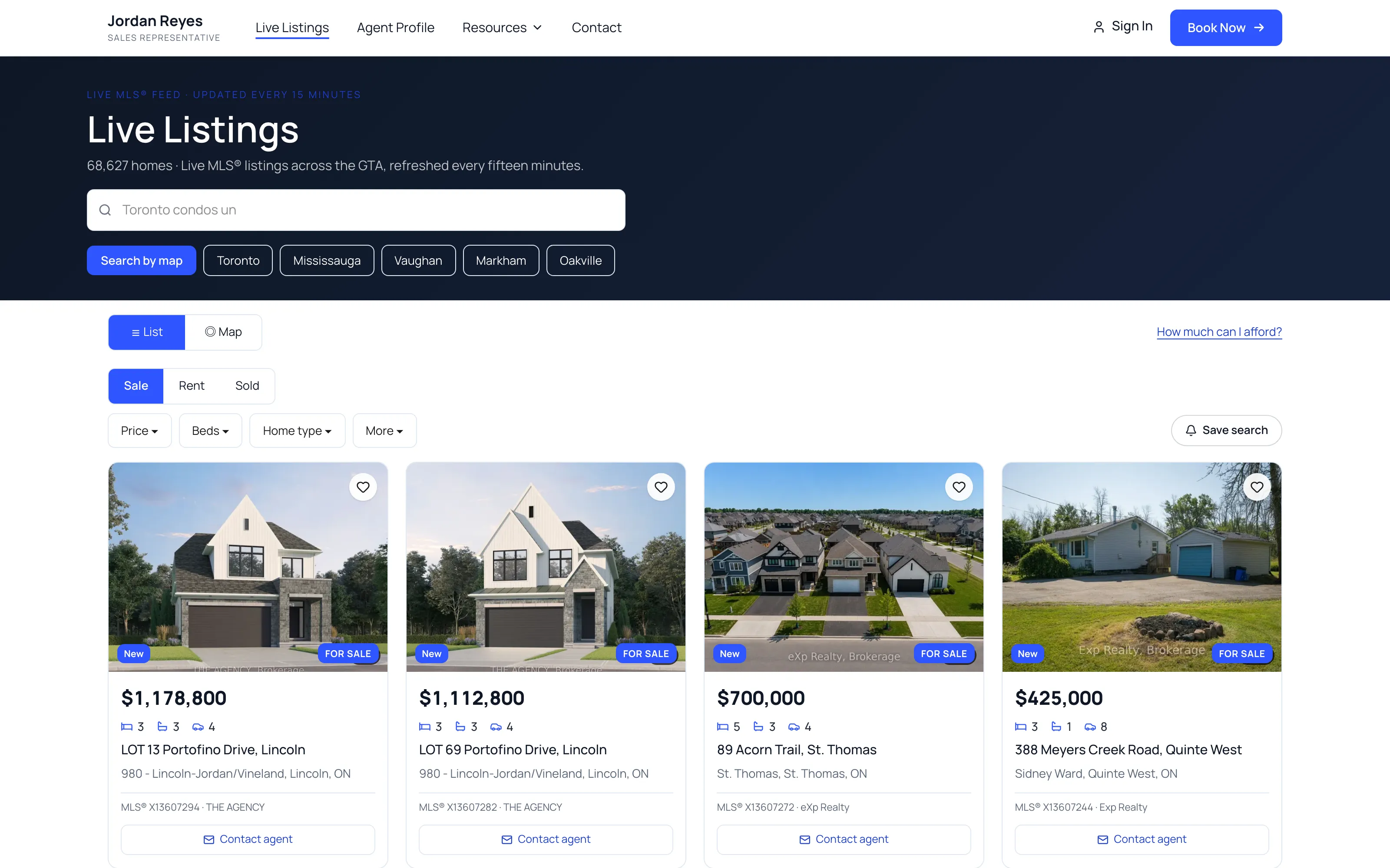 Map search with live clusters on the Meridian demo